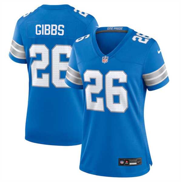 Women%27s Detroit Lions #26 Jahmyr Gibbs Blue Stitched Jersey Dzhi